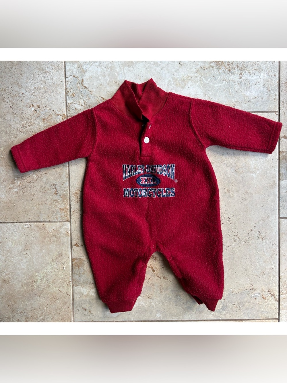 Vintage Harley-Davidson Baby Fleece Romper 6-9M